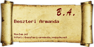 Beszteri Armanda névjegykártya